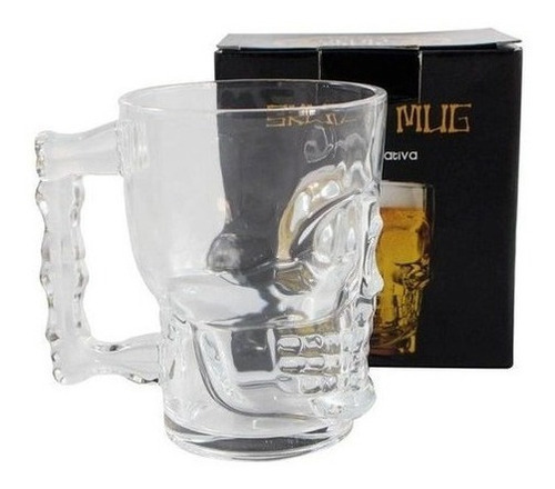 Caneca 500ml Formato Caveira Skull Mug Transparente Zc