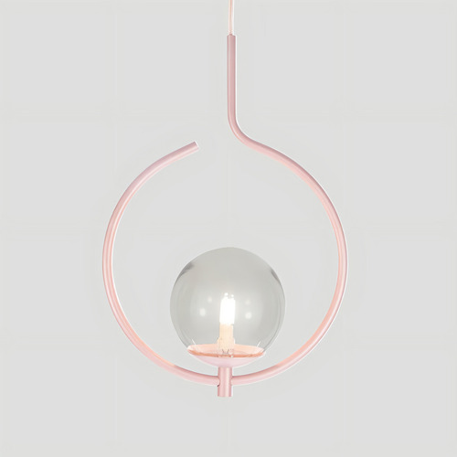 Trybo 4128-16-FU 127/220V Pendente Lustre On Loop Rosé Com Globo De Vidro Fume