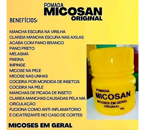 Pomada Micosan Pano Branco Para Micoses Em Geral 50g