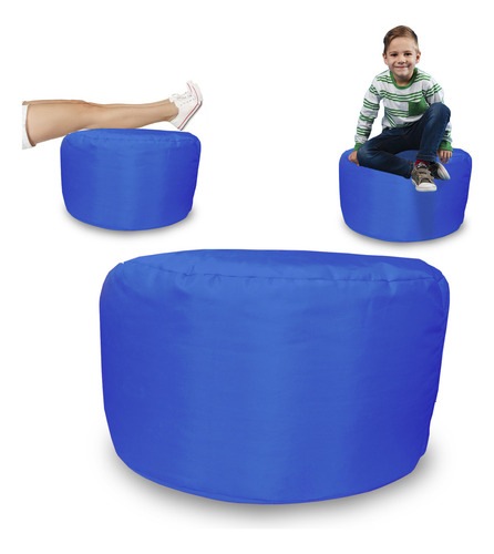 Puff Taburete Y Asiento Para Niños Nylon Resistente Color Azul