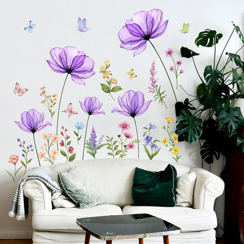 ! Pegatinas De Pared Con Diseño De Mariposas Y Flores, Papel