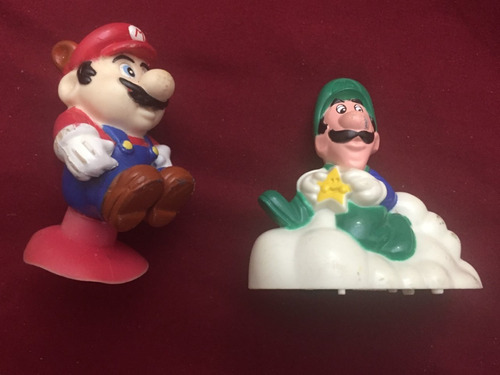 2 Figuras De Mario Bros Vintage 1980 Miden 6 Cms