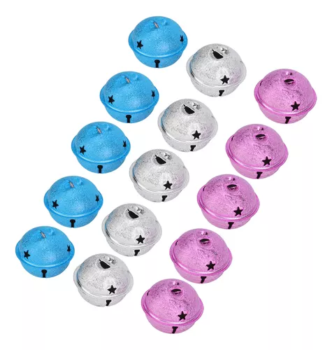 Cascabeles Pequeños, 15 Piezas, 1.6 Pulgadas, Rosa, Azul, Bl