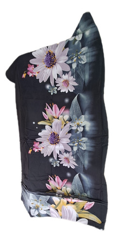 Juego Sábanas Bouquetex Amer 1 1/2 Plaza Twin 1500 Percale Negro Floreado