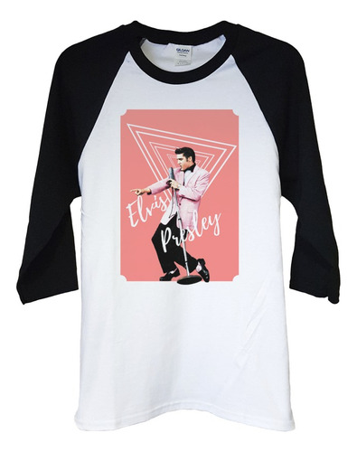 Polera Raglan 3/4 Elvis Presley Singing Mic Rock Abominatron