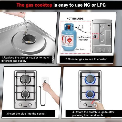 Estufa De Gas De 2 Quemadores, Estufa De Gas Empotrada ...