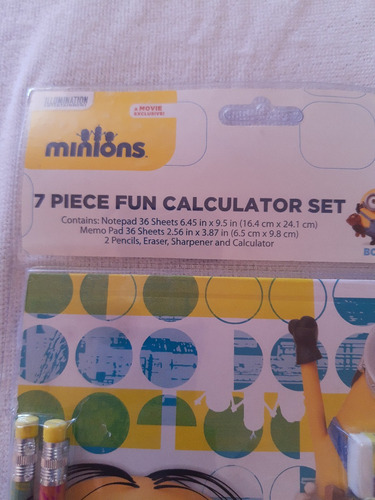 Set Escolar Minions Calculadora, Libreta, Lapices Y Mas
