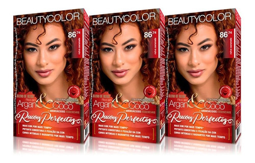 Kit Tintura Beautycolor  Ruivos perfeitos Kit Beauty Color 86.74 Ruivo Caramelo 03 Unidades tom ruivo caramelo