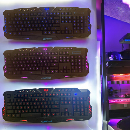 Teclado Gamer M200 Retroiluminação Azul/roxo/vermelho Cor De Teclado Preto Idioma Americano