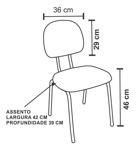 Cadeira Fixa Secretaria Injetada Anatomica Tubo 7/8 Azul