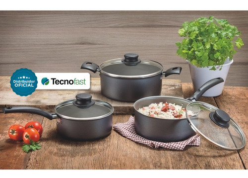 Set Bateria Ollas Tramontina Turim Cocina 7 Piezas Teflon