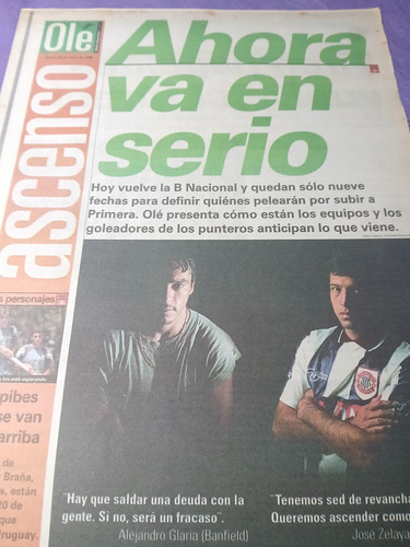 Diario Ole Ascenso 28 Enero 1998 Talleres Banfield (Usado)