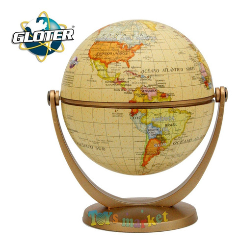 Imagen 2 de 6 de Globo Terraqueo Gloter De 10 Cm Multigiro Con Base Plástico