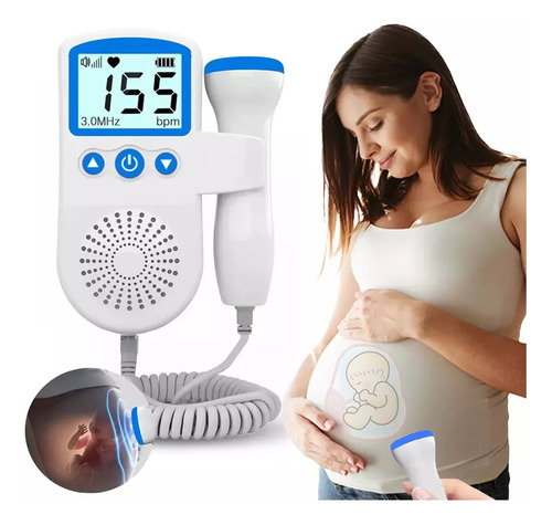 Baby Detector De Frecuencia Cardíaca Doppler Monitor Fetal Color Blanco