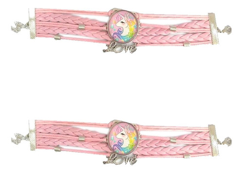 Pulsera Bonitas, Mxudn-002, 2pzas, Rosa, Unicornio, Pulsera