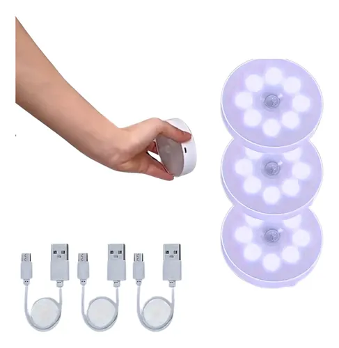 Lampara Led Recargable Circular Sensor Movimiento Luz Casa