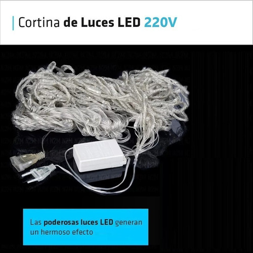 Cortina Luces Led 4 Mts Blanco Calido 220v Navidad Premium