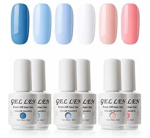 Gellen Juego De 6 Esmaltes De Unas De Gel Uv Led Coleccion