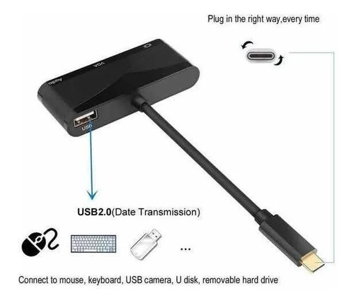 Convertidor Tipo C A Hdmi/vga/audio 3.5 Macbook