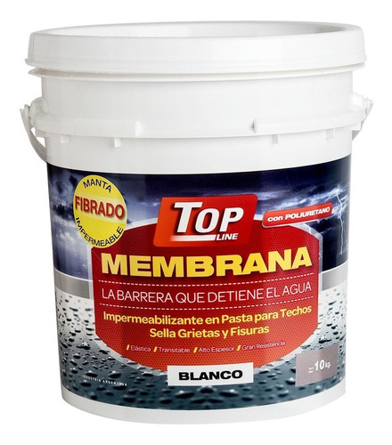 Membrana En Pasta Poliuretanica Blanca Fibrada Topline 10kg