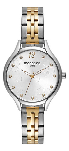 Relógio Mondaine Bicolor 32503lpmkbe3 Kit Correia Prateado E Dourado Bisel Prateado Fundo Prateado
