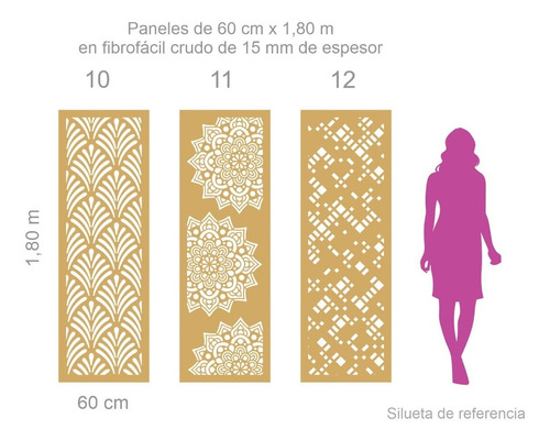 Imagen 4 de 9 de Divisor De Ambientes Panel Calado 60 Cm X 1,80 M Mdf 15 Mm