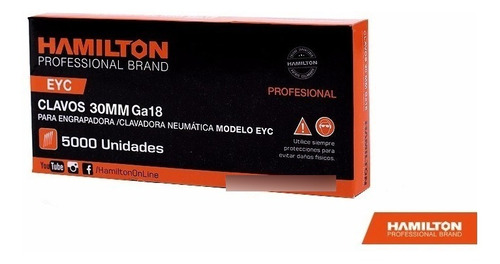 Imagen 2 de 6 de Clavos Hamilton Para Clavadora Neumatica 25mm X 5000u Eyc25c