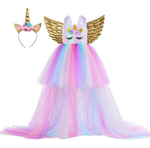 Disfraz De Unicornio Para Niñas En Colores Pastel, Vestido L