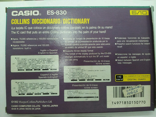 Tarjeta Es-830 Para Agenda Casio Sf-9000