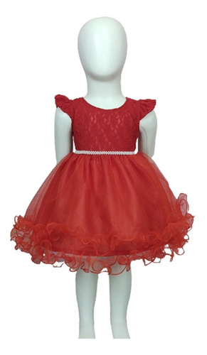 Imagem 2 de 5 de Vestido Infantil Festa Tam: Pmg Vermelho Com Renda Katitus