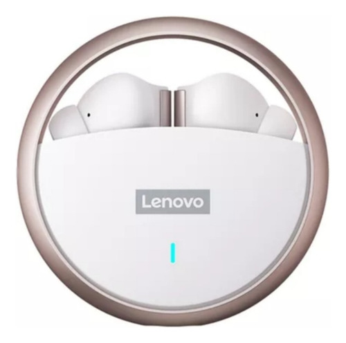 Audífonos Lenovo Lp60 Tws -hifi- Anillo Giratorio De Metal Color Rosa Color De La Luz Azul Claro