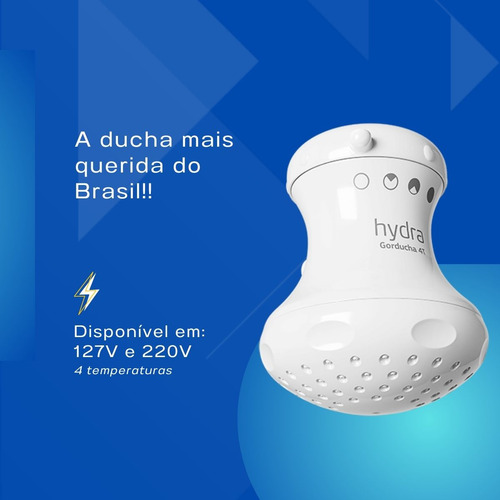 Ducha Chuveiro Gorducha 4 Temperat. Hydra 220v E 127v Branco
