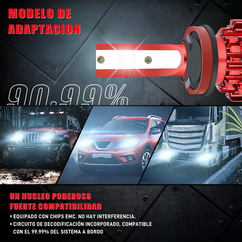 2x H11 Led Luz De Faros Foco Baja Para Ford Fiesta 2014-2016