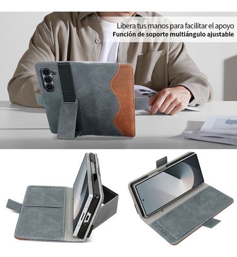 Funda De Piel Con Ranura Para Tarjetas Y Tapa Para Samsung Fold 5 6