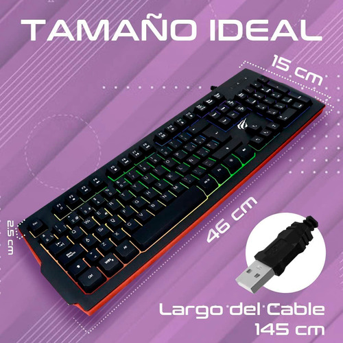 Teclado Gamer Havit Kb866l Usb Rgb Ergonómico Anti Ghosting