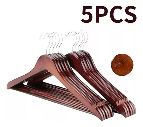 Pare 5 Ganchos De Madera Para Ropa Con Rotación De 360