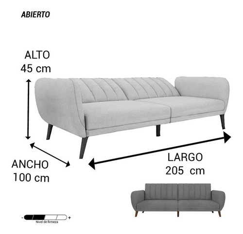 Sofa Cama Tessa Lino Gris Sala Sofa Sillon Mueble Pieza
