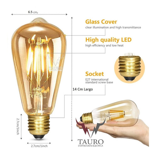 Foco Vintage Led Edison Bulbo 3.6w Luz Cálida 10 Pza Oferta