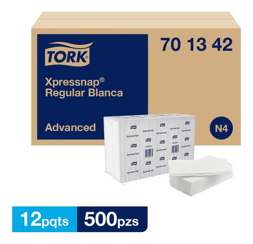 Tork Xpressnap® Regular Blanca Advanced 12 Paq / 500 Pzs