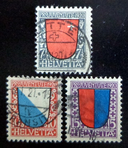 Suiza, Serie Yv. 176-78 Pro Juventud 1920 Usada L7769