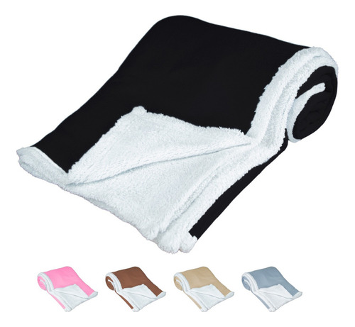 Cobija Super Suave Cobertor Frazada Sherpa Ligera Individual Color Negro Diseño De La Tela Liso
