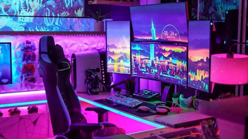 Silla Gamer Profesional Con Luces Rgb Reclinable