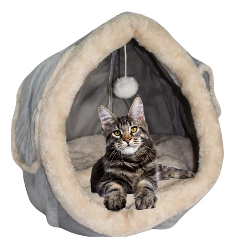 Cucha Cama Casa Iglú Premium Para Gatos - Refugio Antiestrés Suave Y Calentito - Cueva Acogedora Mascotas Pequeñas - Tela Antideslizante En Parte Inferior - Tw-82