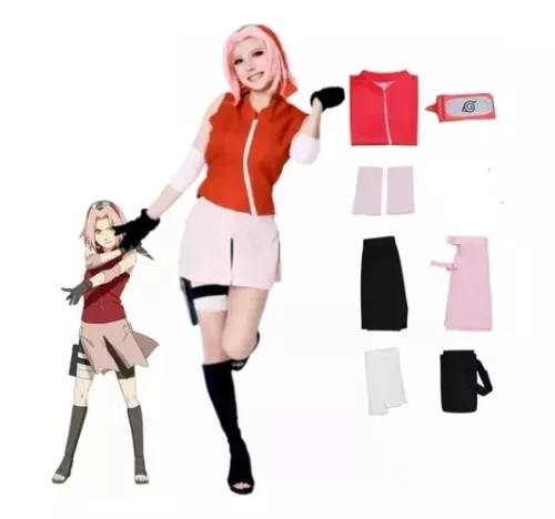 cosplay sakura haruno infantil anime naruto clássico fantasia original