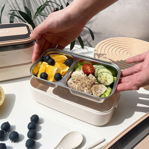 Doble Grado Alimenticio Acero Inoxidable Aislado Lunch Box Una Sola Capa 700ml