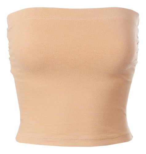 Top Beige Sin Tirantes Para Mujer Con Elástico, Talla Grande