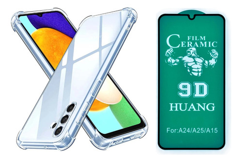 Capinha Capa Case + Película De Cerâmica 9d Para Samsung A15 Cor Transparente Anti Impacto
