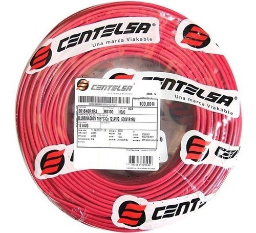 Cable Vehicular Centelsa #12awg 600v R1 Rollo X 100mts 