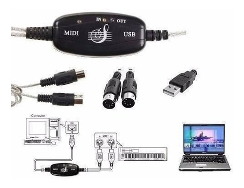 Cabo Adaptador Conversor Audio Midi Interface Usb Suporte 