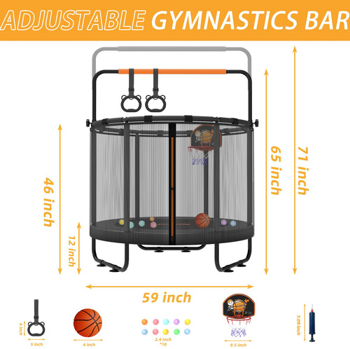 Jumpfly Trampolín De 5 Pies/60 Pulgadas Para Niños Trampolín